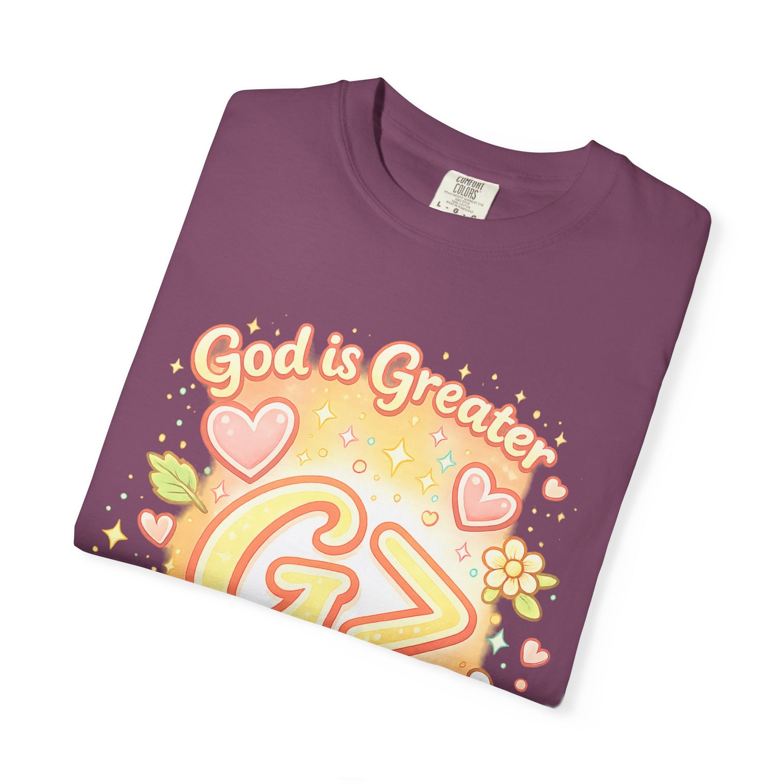 God's Greater Tee — Cute Floral Christian Graphic T-Shirt