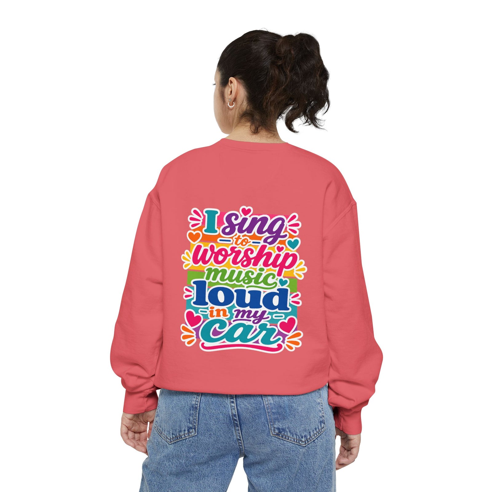 Worship Music Sweatshirt — "I Sing to Worship Music Loud in My Car" Crewneck