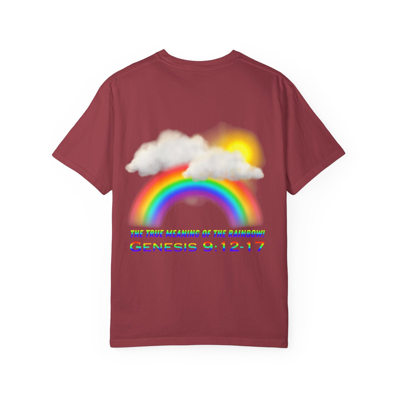 T-Shirt — Rainbow & Genesis 9:12-17 Faith Graphic