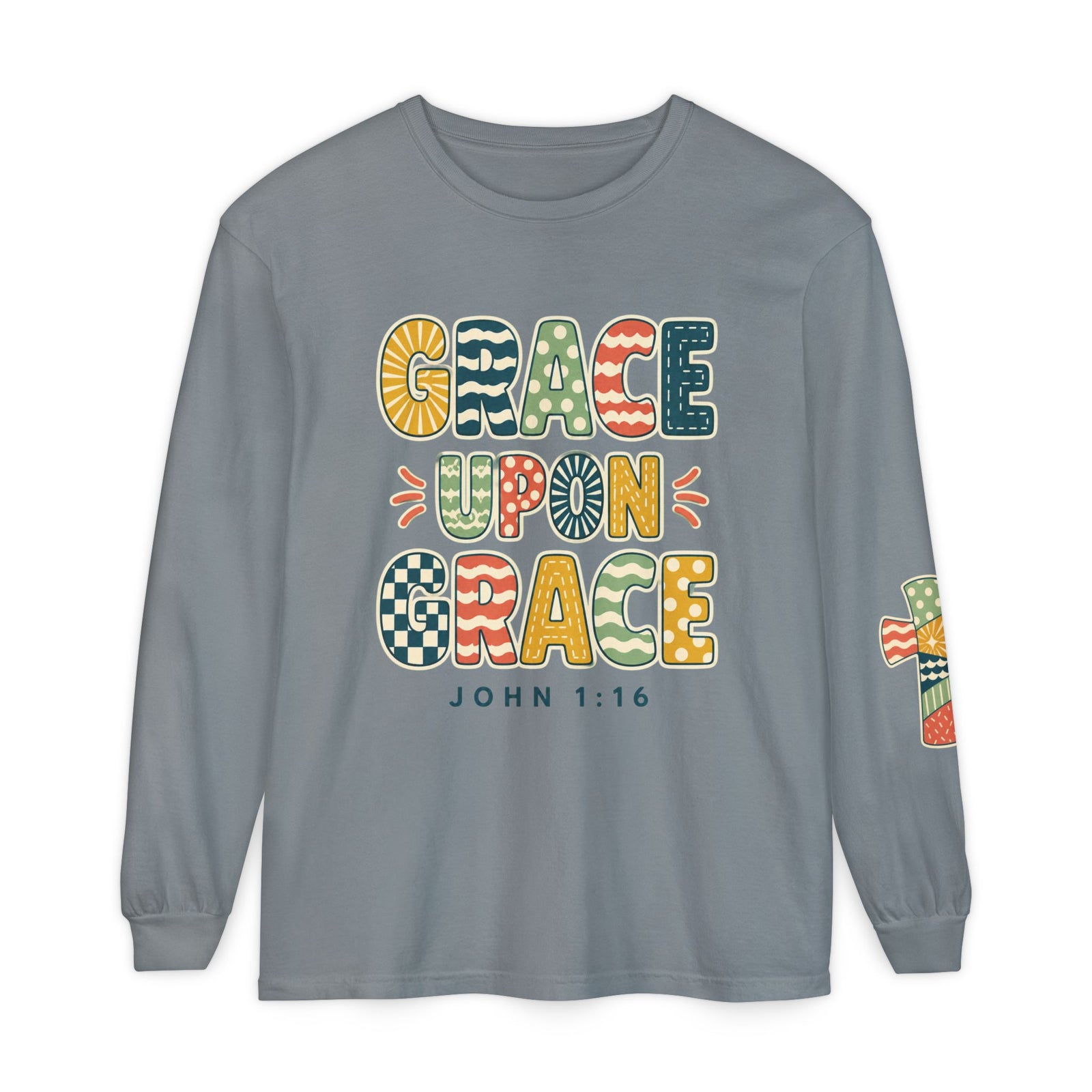 Grace Upon Grace Long Sleeve T-Shirt — John 1:16 Christian Tee