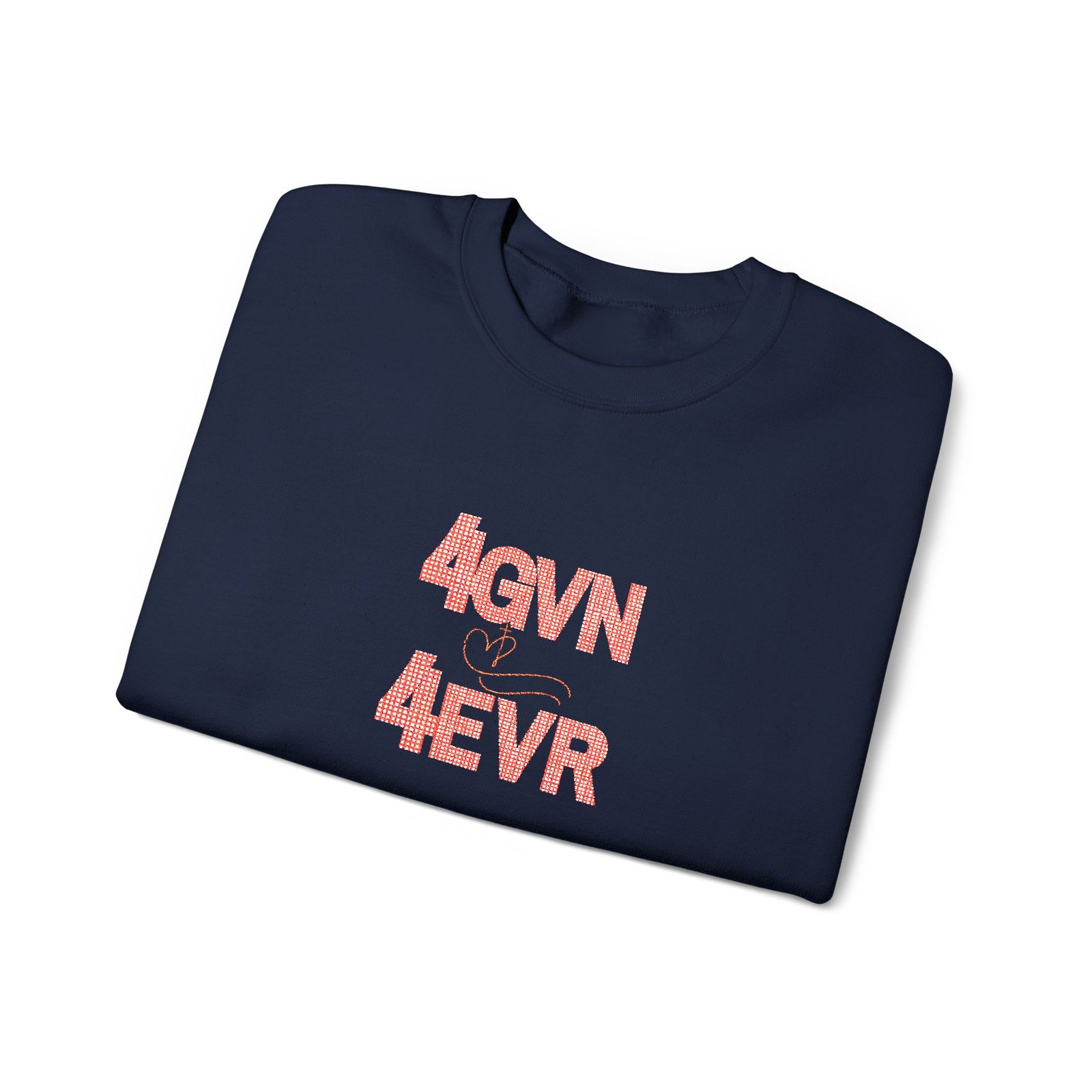 Crewneck Sweatshirt — 'AGAIN NEVER' Floral Text Design, White Cozy Pullover