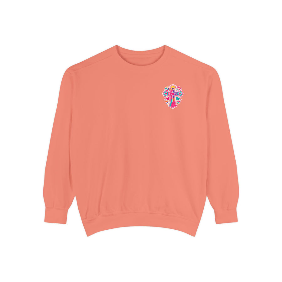 Christian Pajama Sweatshirt — "I Have Messy Hair, Pajamas On, Jesus Still Loves Me" Cozy Crewneck