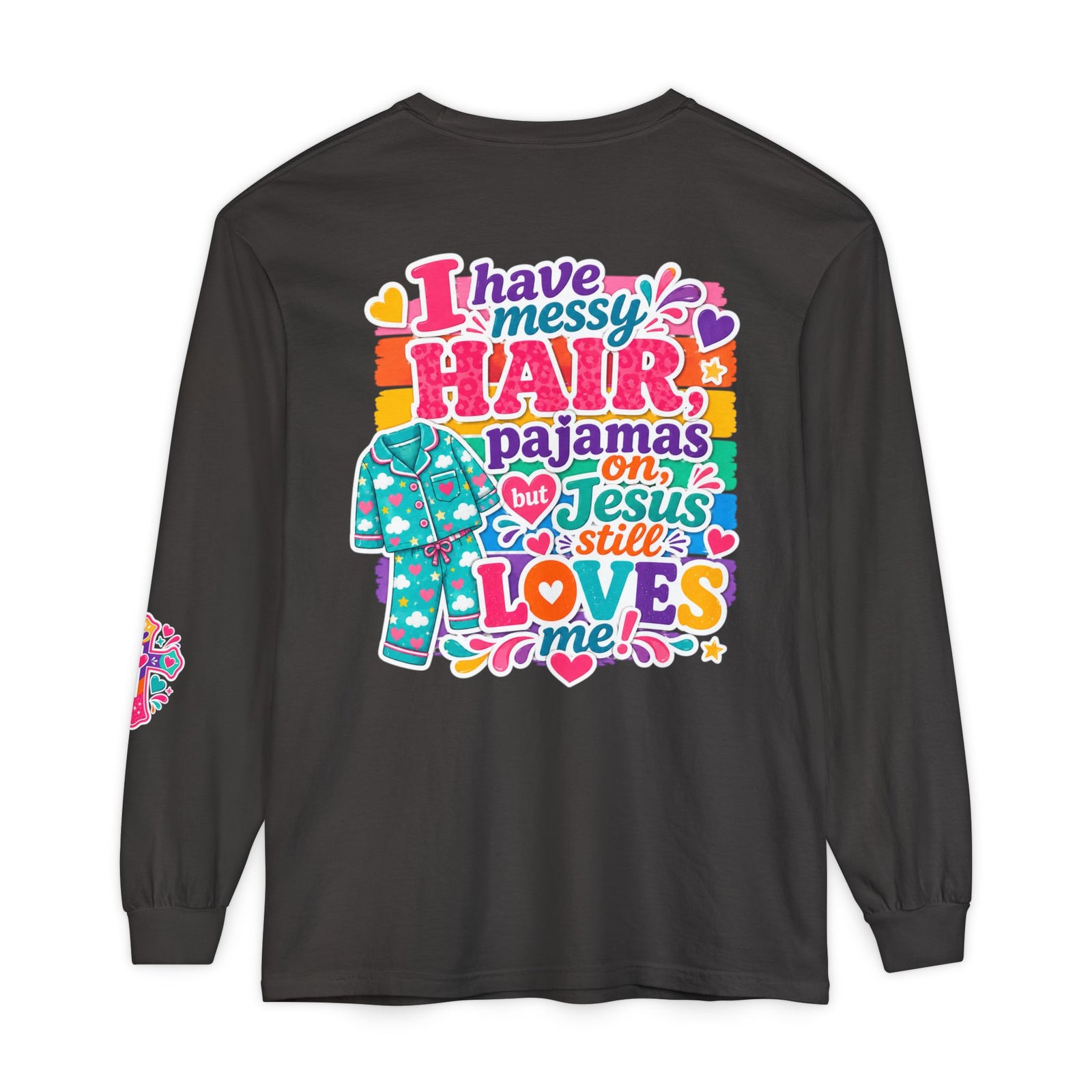 Christian Pajama Graphic Long Sleeve Tee — "...Jesus Still Loves Me"