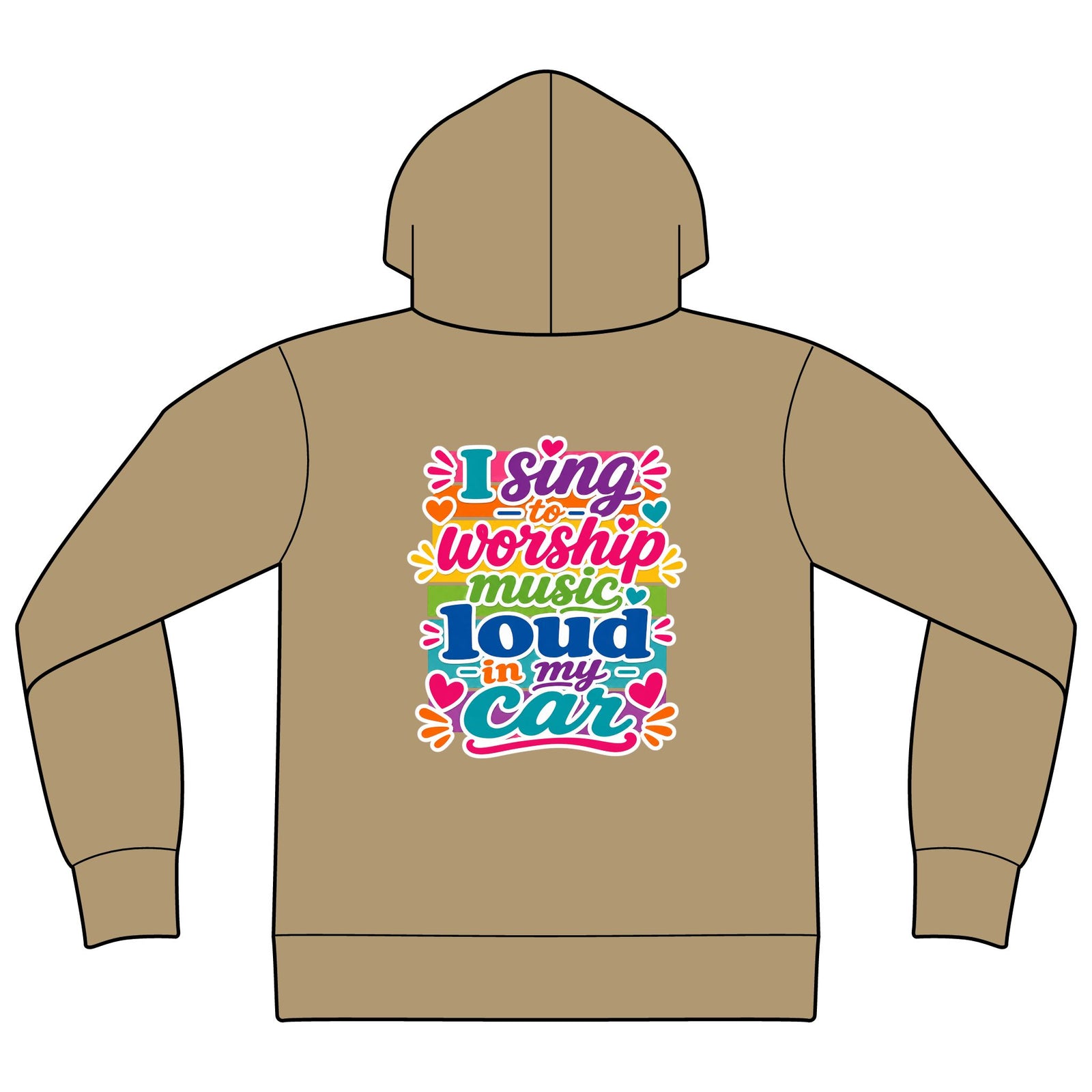 Worship Music Hoodie — "I Sing to Worship Music Loud in My Car" Graphic Hoodie