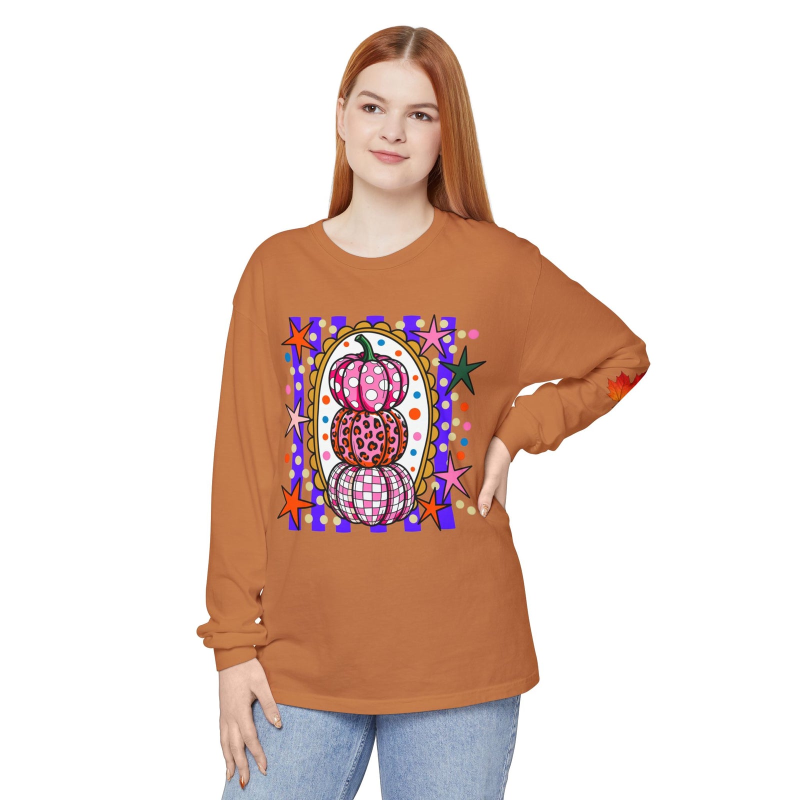 Autumn Pop Art Pumpkin Long Sleeve Shirt