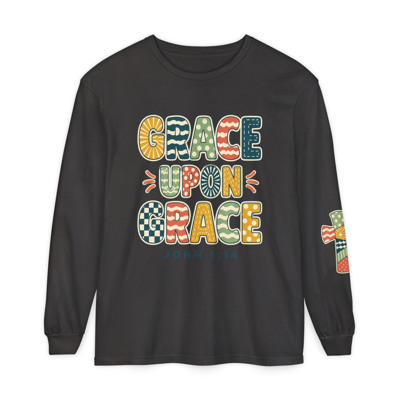 Grace Upon Grace Long Sleeve T-Shirt — John 1:16 Christian Tee