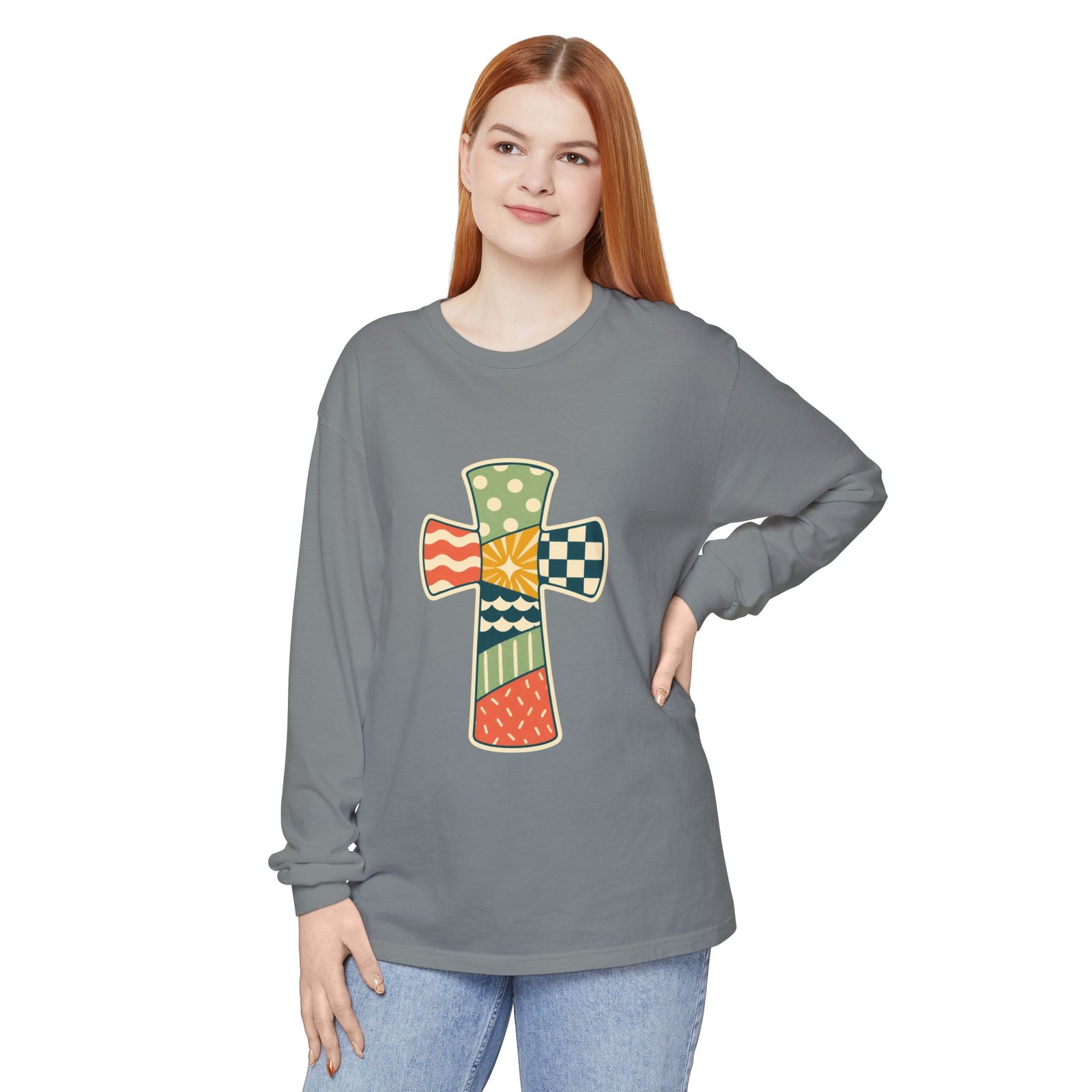Patchwork Cross Long Sleeve T-Shirt