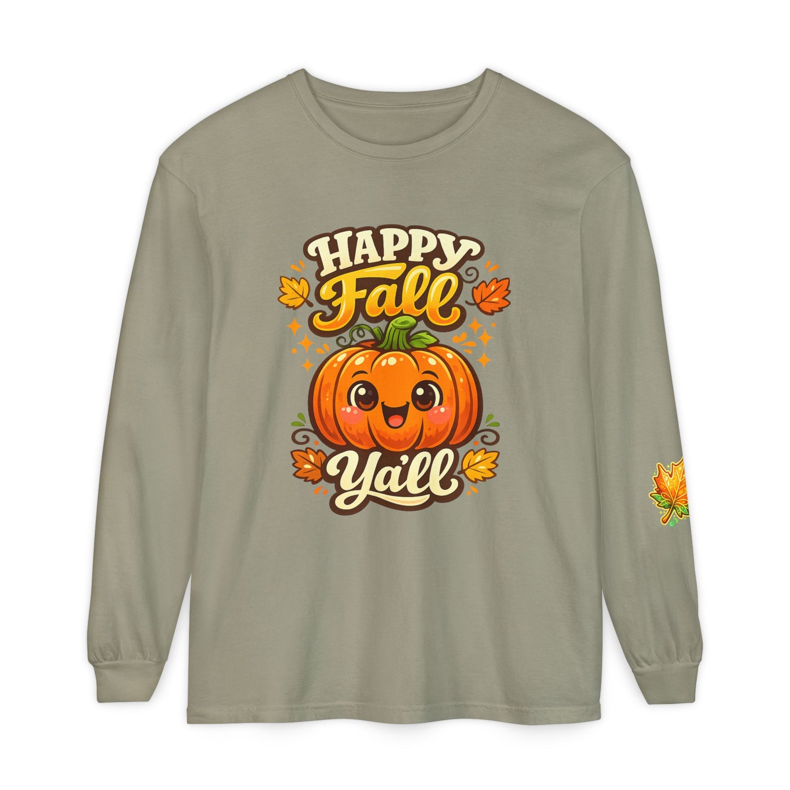 Happy Fall Y'all Long Sleeve Tee — Cute Pumpkin Autumn Shirt