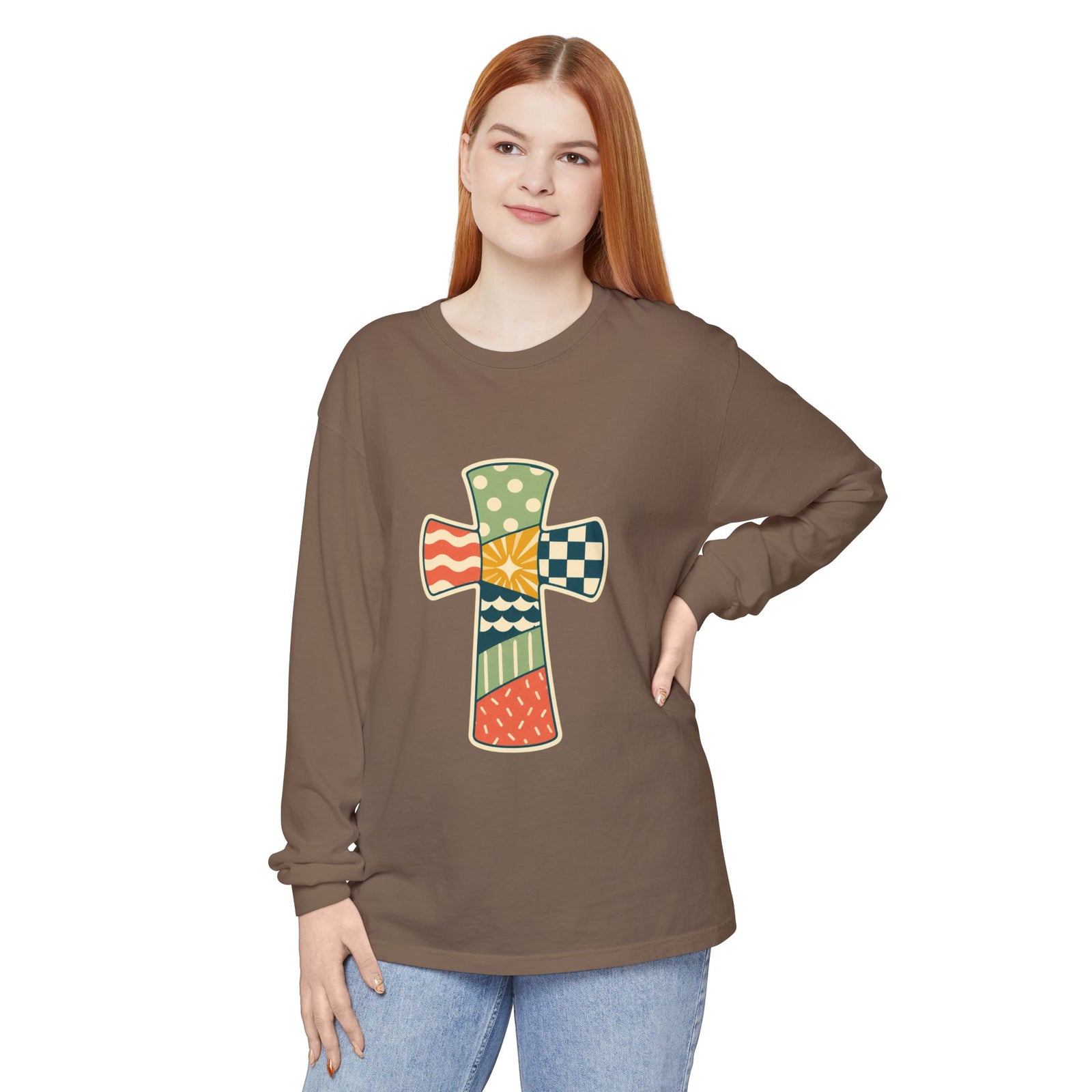 Patchwork Cross Long Sleeve T-Shirt