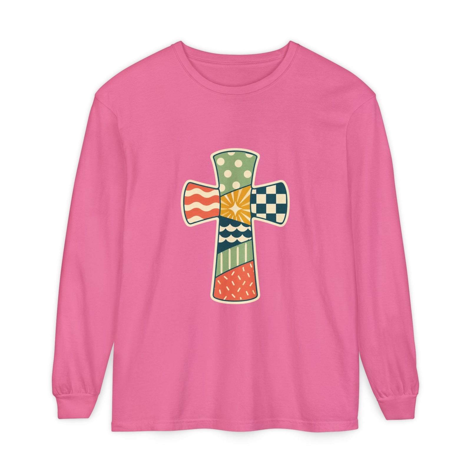 Patchwork Cross Long Sleeve T-Shirt
