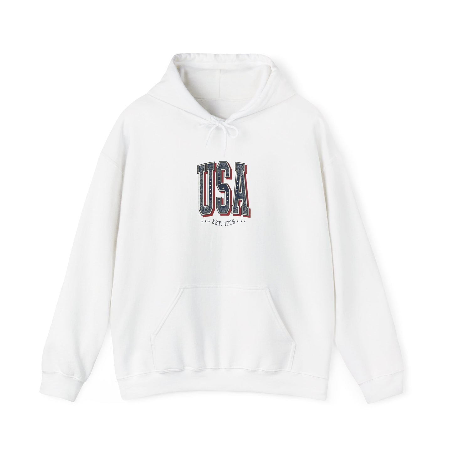 USA Arch Retro Typography Hoodie | 4th of July Vintage Americana