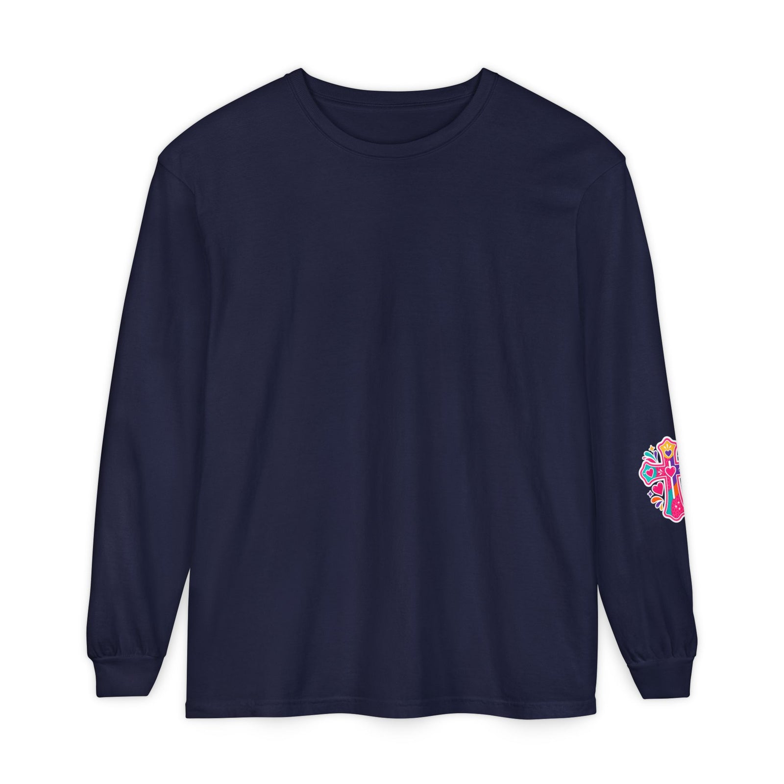 Christian Long Sleeve Tee — "Warning I Tell Everyone About Jesus" Colorful Faith Shirt