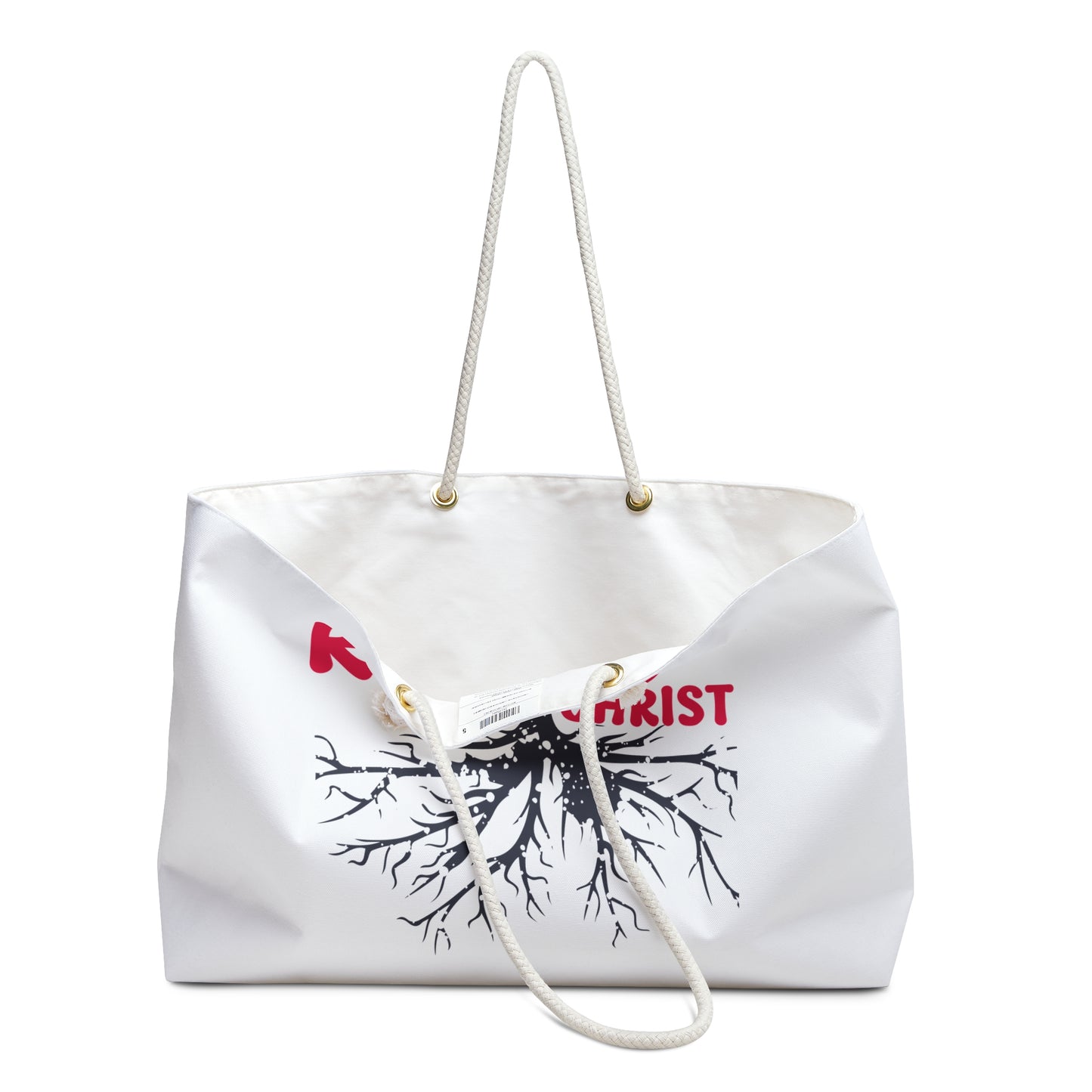 Rooted in Christ Weekender Bag — Christian Travel Tote with Cross & Roots Design