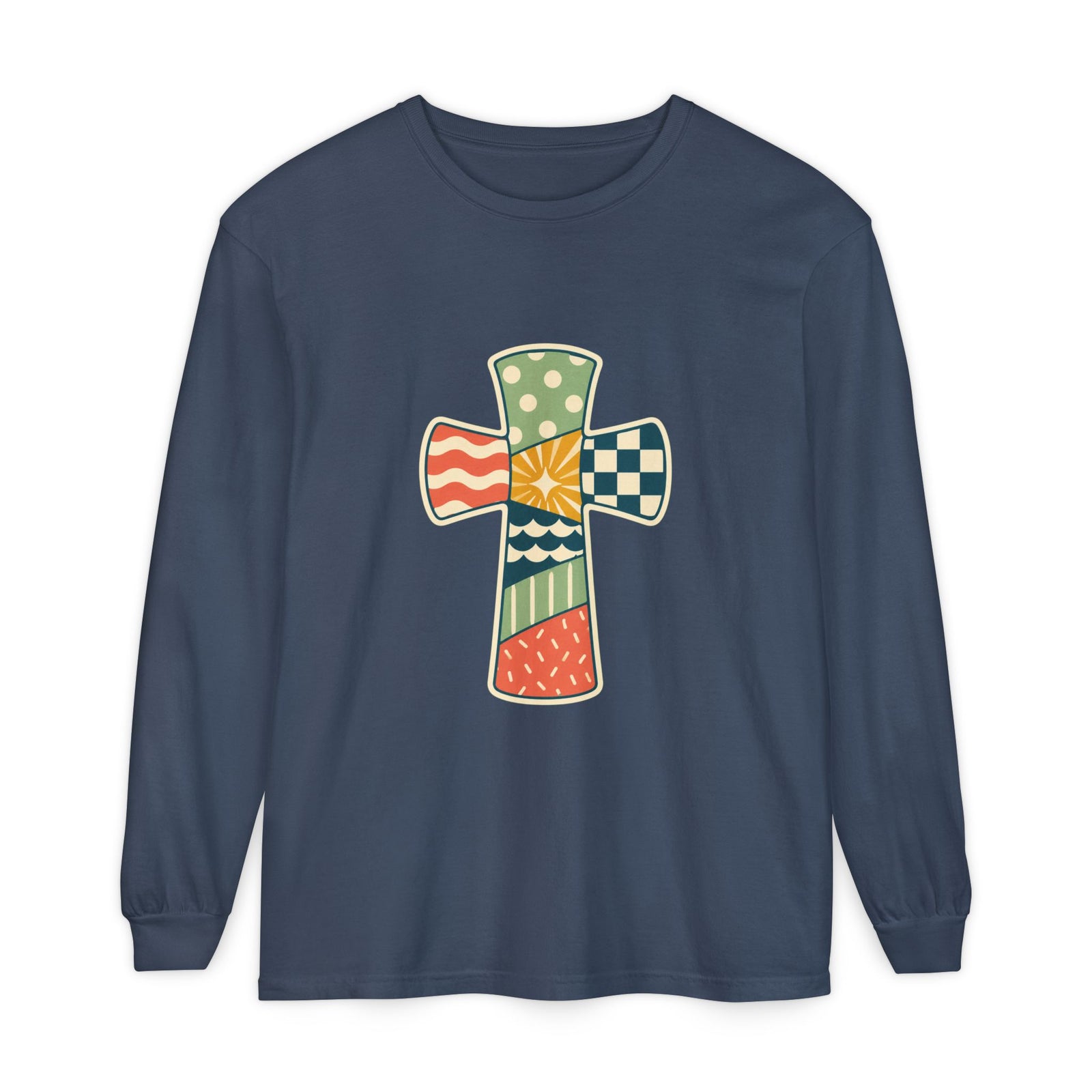 Patchwork Cross Long Sleeve T-Shirt