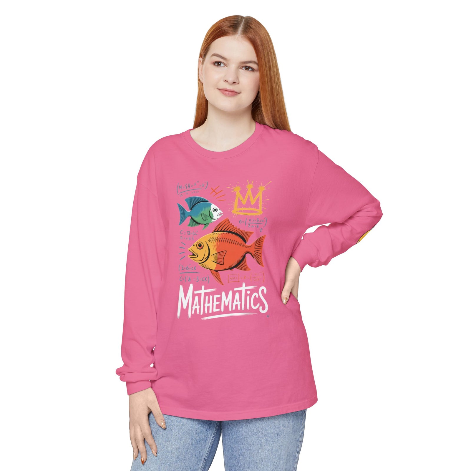 Fish Math Long Sleeve Tee — Cute Brainy Fish Graphic Shirt