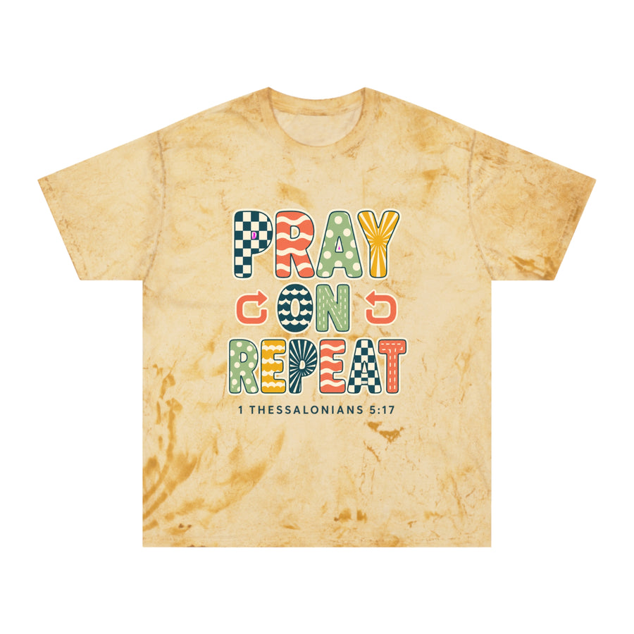 Pray. Con. D. Repeat. T-Shirt — Colorful Faith Graphic Tee (1 Thessalonians 5:17)