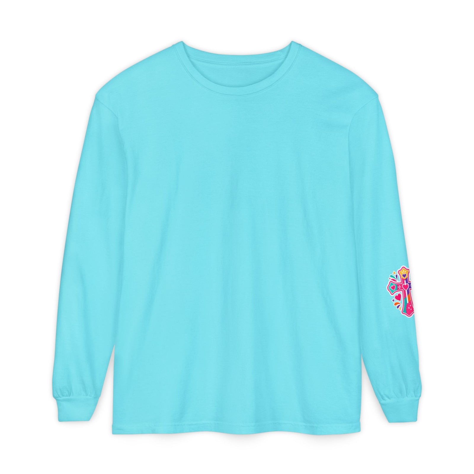 Long Sleeve Tee - "BEWARE Powered by Prayer and Grace of God" Colorful Faith Tee