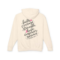 Load image into Gallery viewer, "Pink Ribbon" Front "Hope Courage Strength" Back- Hoodie