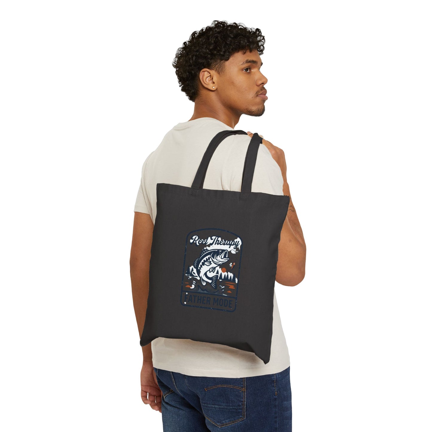 Reel Therapy Fishing Tote Bag | Father Mode, Retro Dad Fishing Design