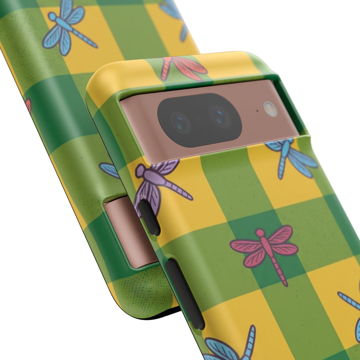 Dragonfly Check Phone Case — Colorful Plaid Protective Tough Case