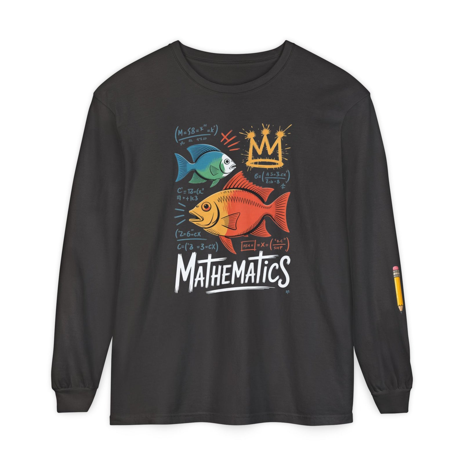 Fish Math Long Sleeve Tee — Cute Brainy Fish Graphic Shirt