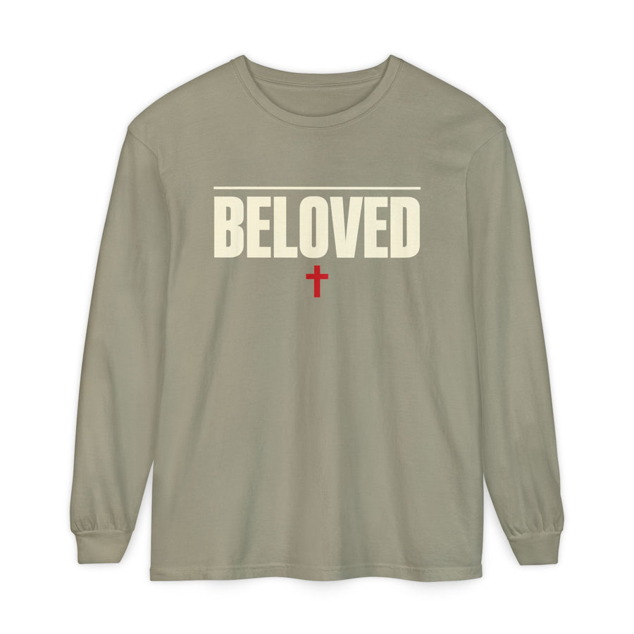 Beloved Long Sleeve Tee — Christian Cross Inspirational Shirt