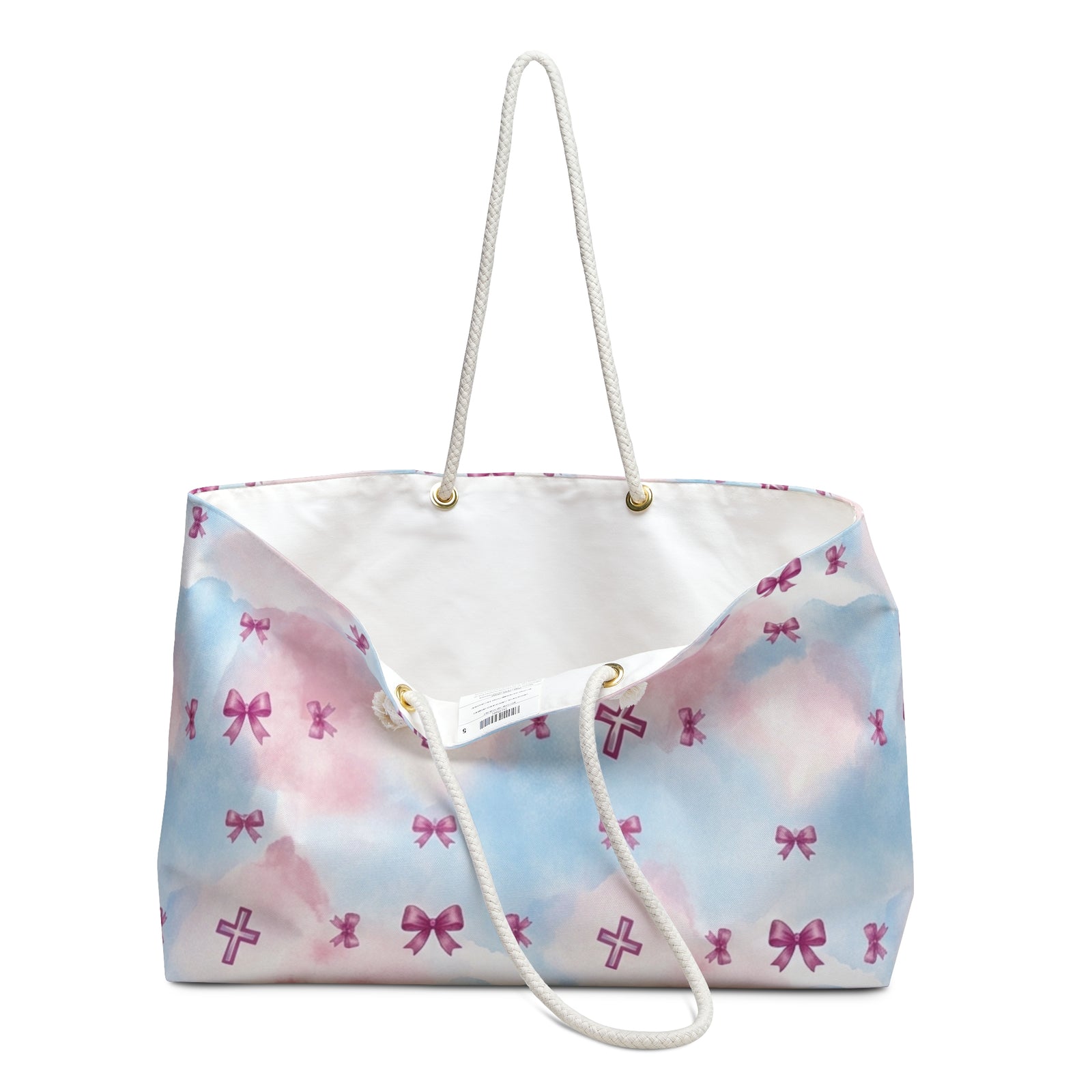 Pastel Cross & Bow Tote Bag