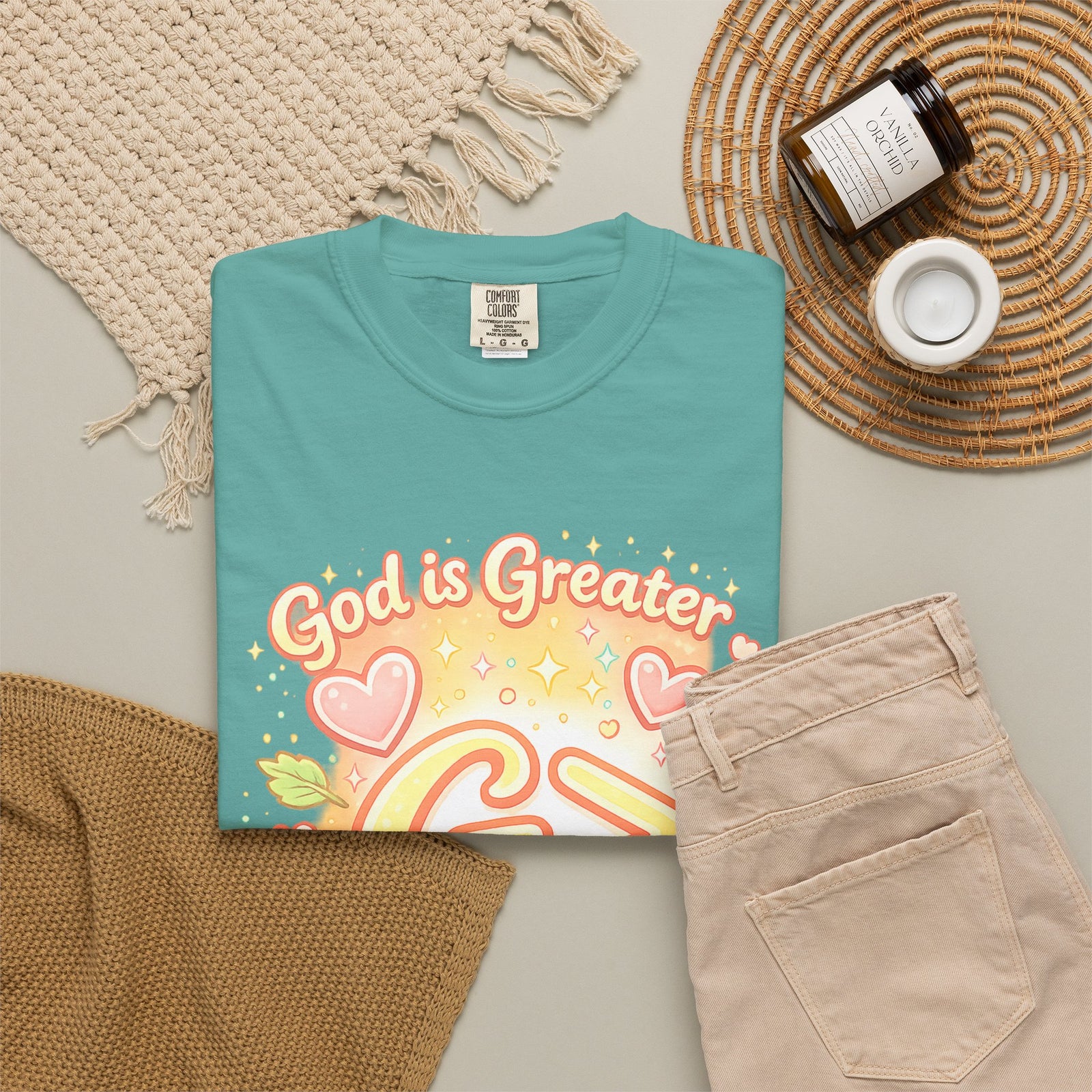 God's Greater Tee — Cute Floral Christian Graphic T-Shirt