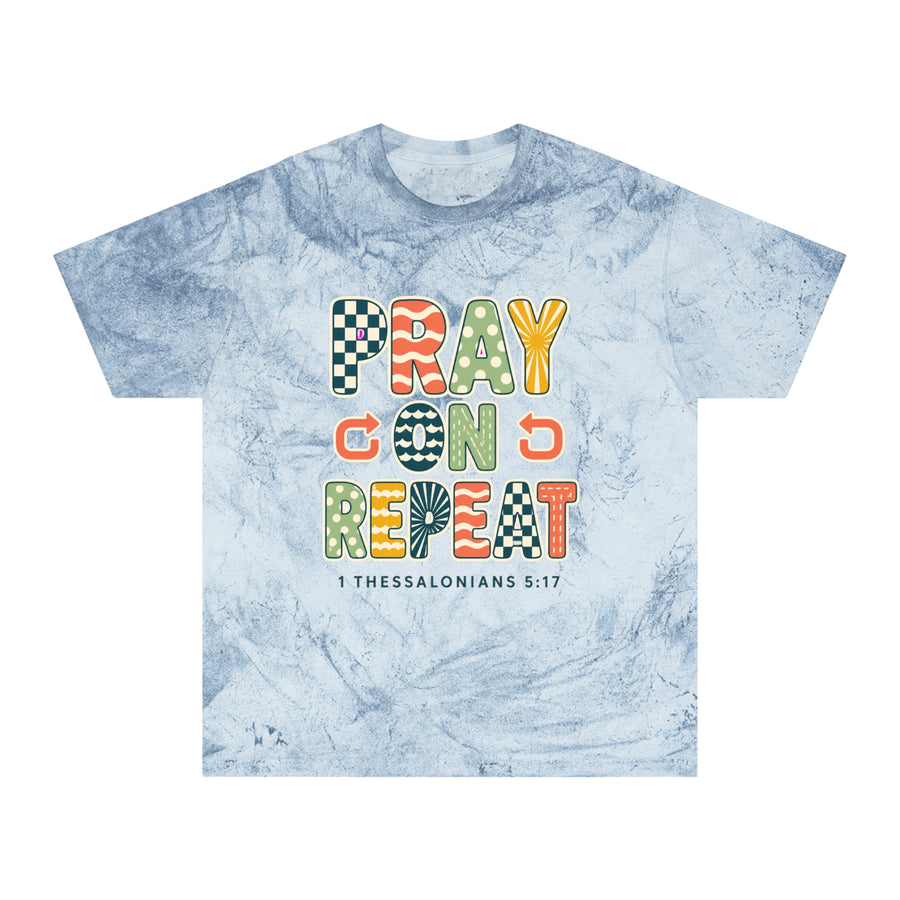 Pray. Con. D. Repeat. T-Shirt — Colorful Faith Graphic Tee (1 Thessalonians 5:17)