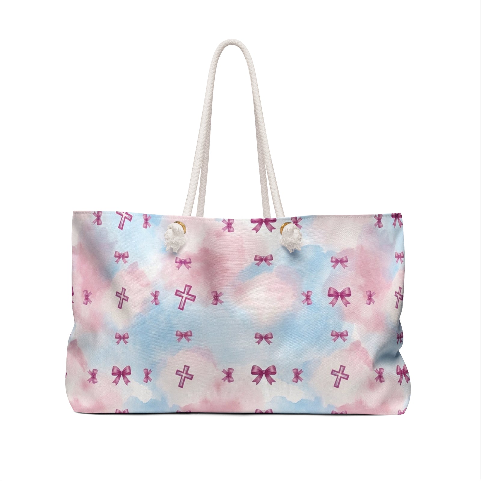 Pastel Cross & Bow Tote Bag