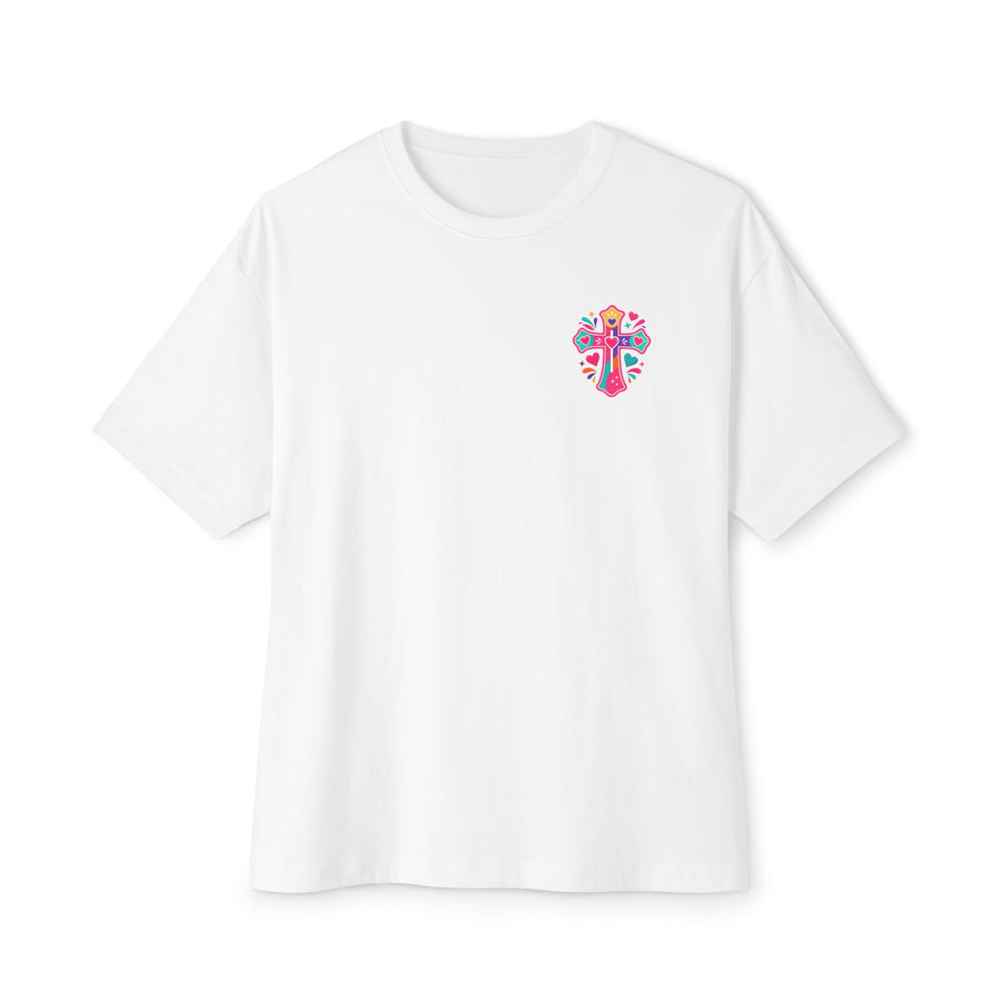 Christian Tee — "I Have Messy Hair, Pajamas On, But Jesus Still Loves Me" Boxy T-Shirt