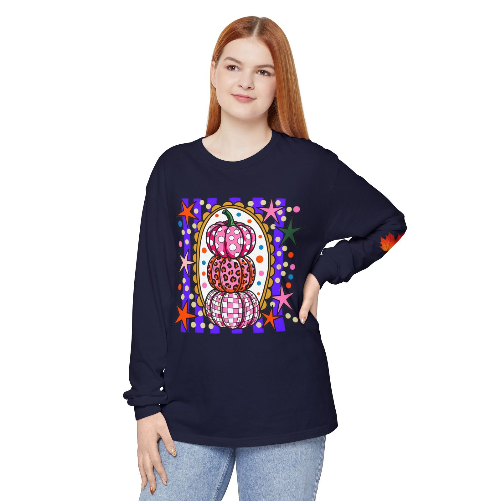 Autumn Pop Art Pumpkin Long Sleeve Shirt