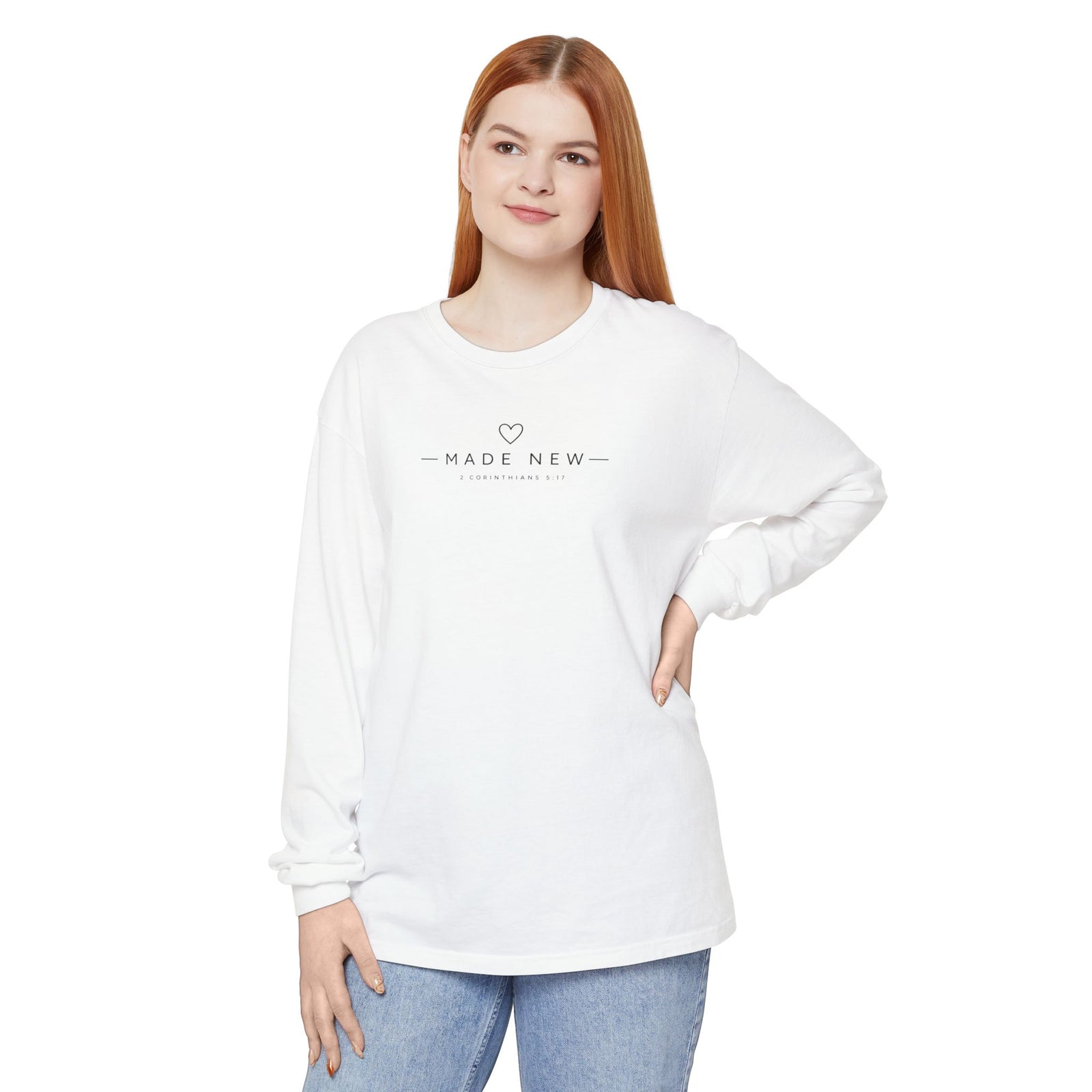 Made New Long Sleeve T-Shirt — Minimal Christian Faith Graphic