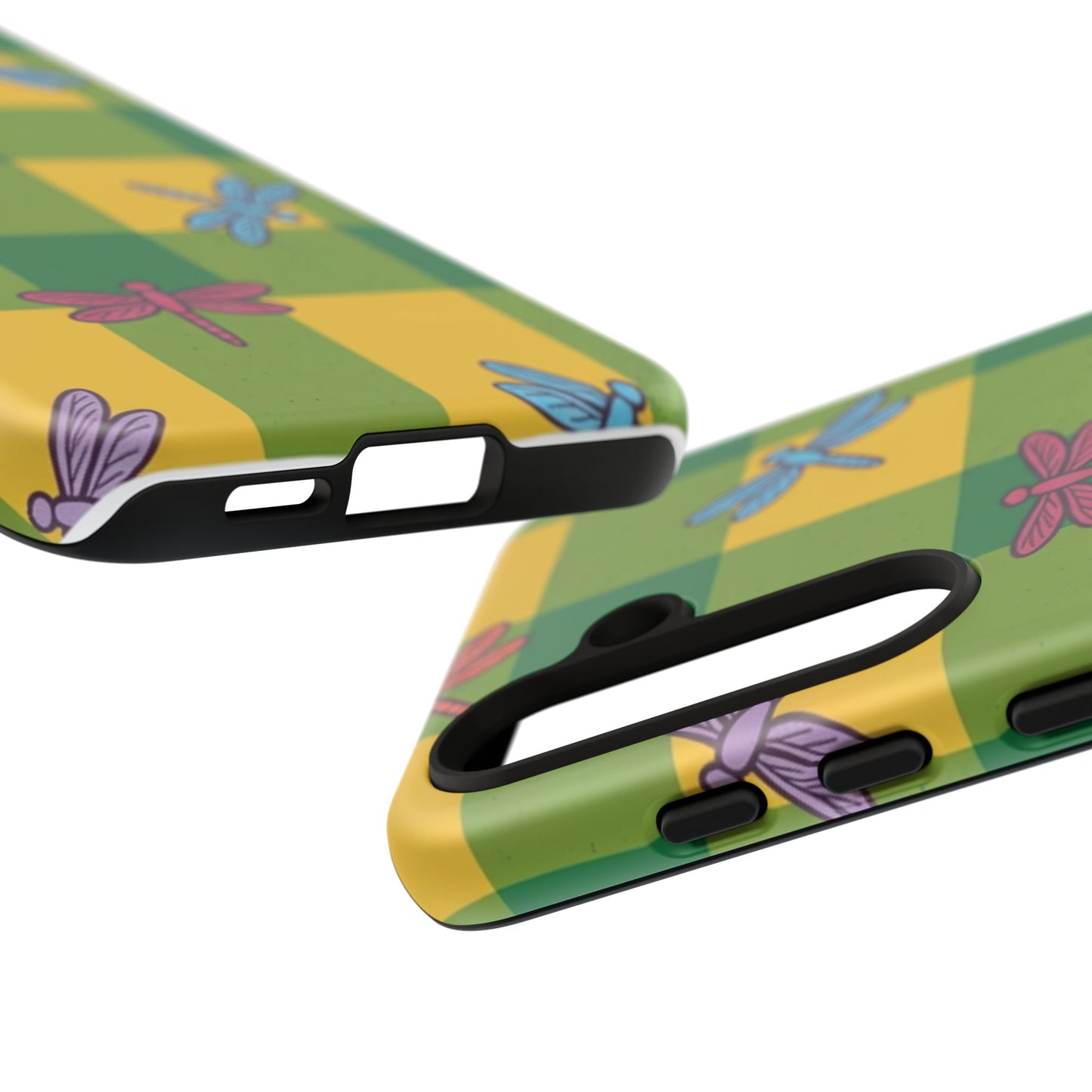 Dragonfly Check Phone Case — Colorful Plaid Protective Tough Case