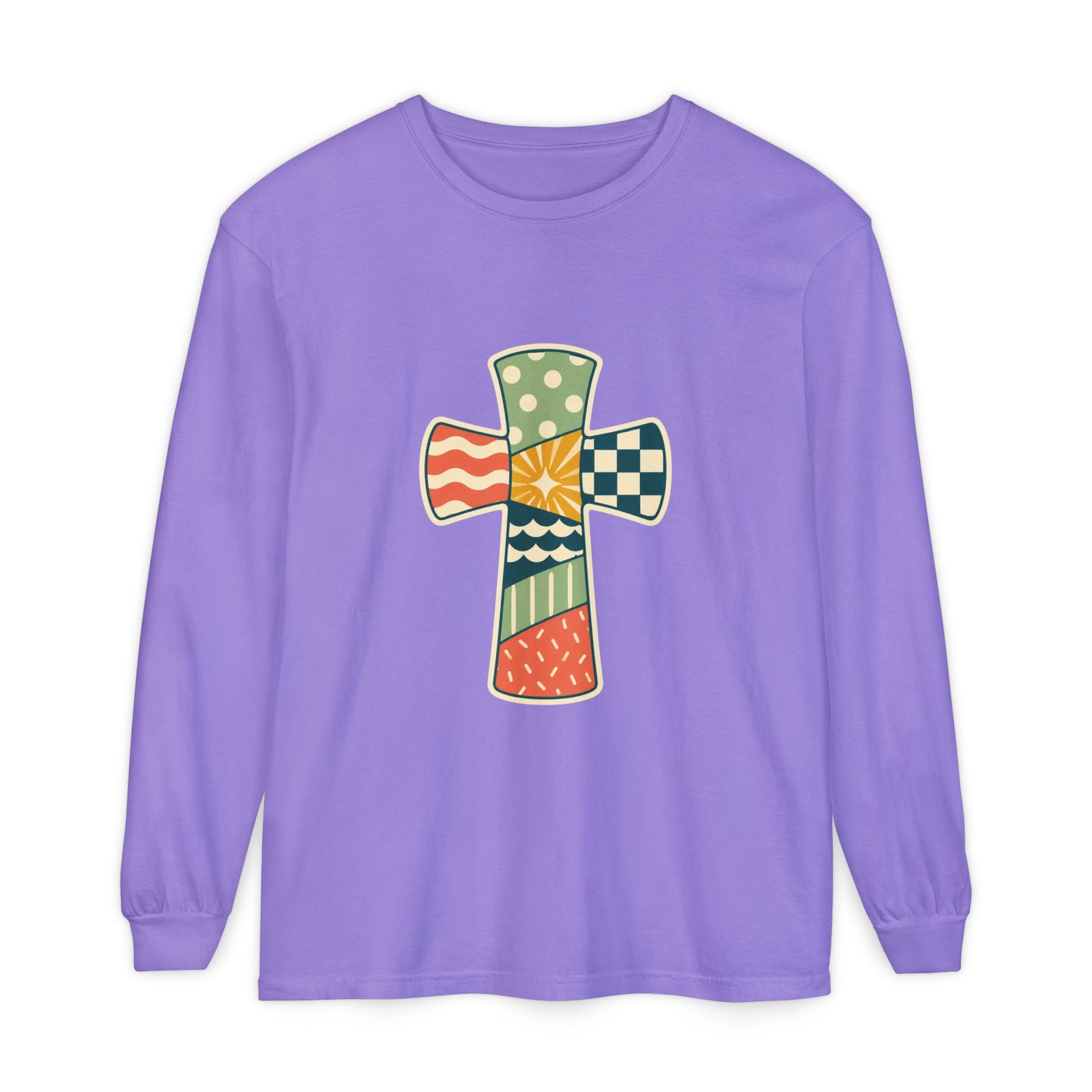 Patchwork Cross Long Sleeve T-Shirt
