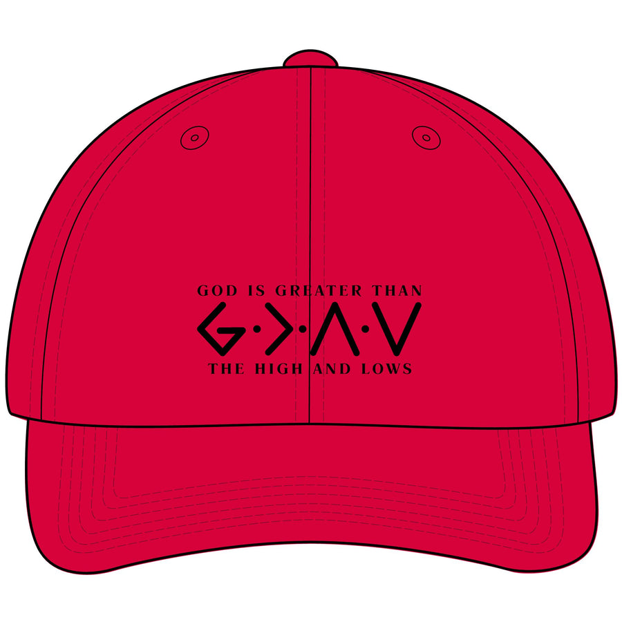 Christian Dad Hat – "God Is Greater Than The Highs And Lows" Embroidered Baseball Cap