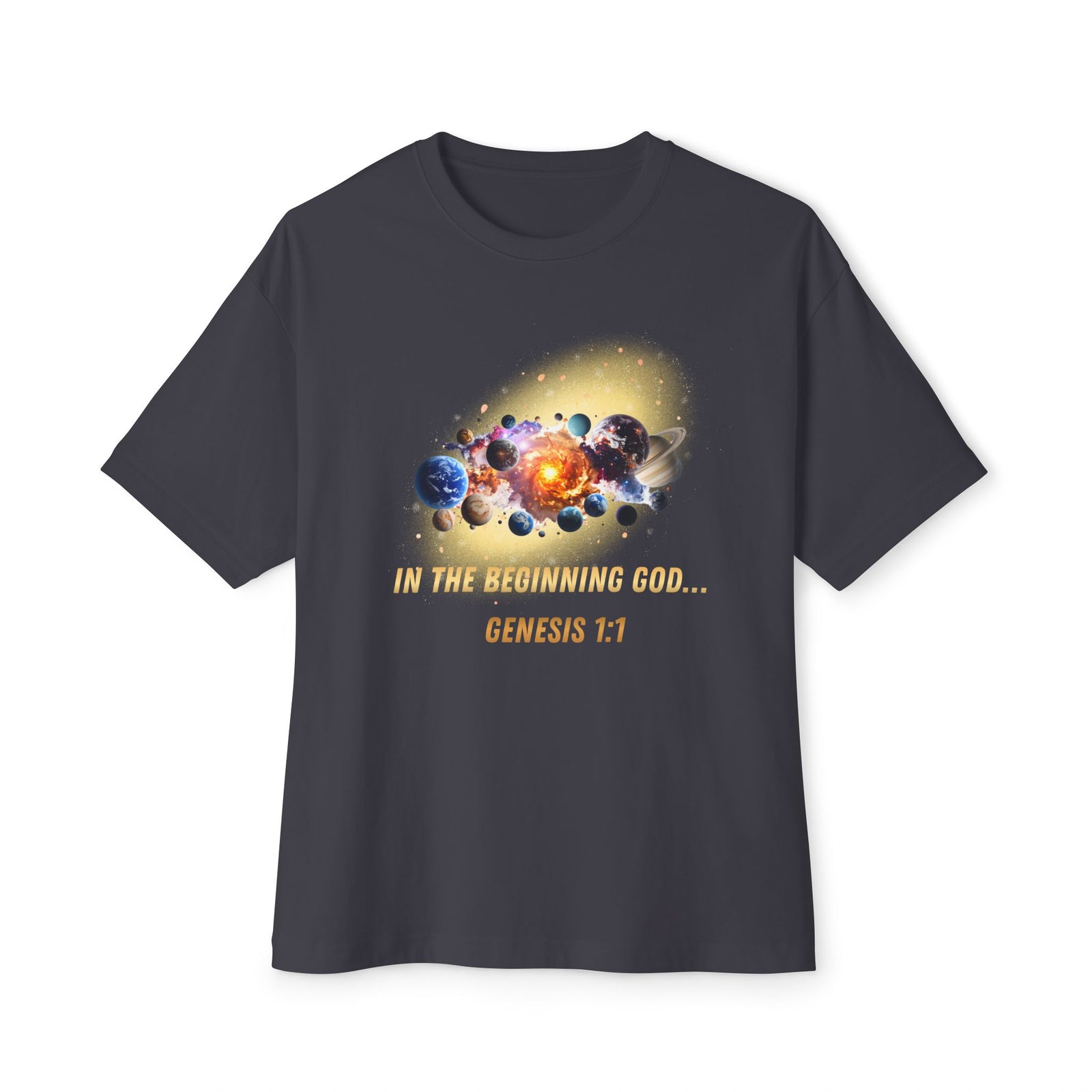 Genesis 1:1 Creation Tee — Cosmic Bible Verse T-Shirt