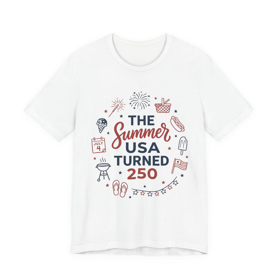 Patriotic Summer USA 250 Tee | Vintage Americana stars, red white blue