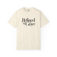 Load image into Gallery viewer, Refined by Grace T-Shirt — Minimal Christian Cross Graphic Tee
