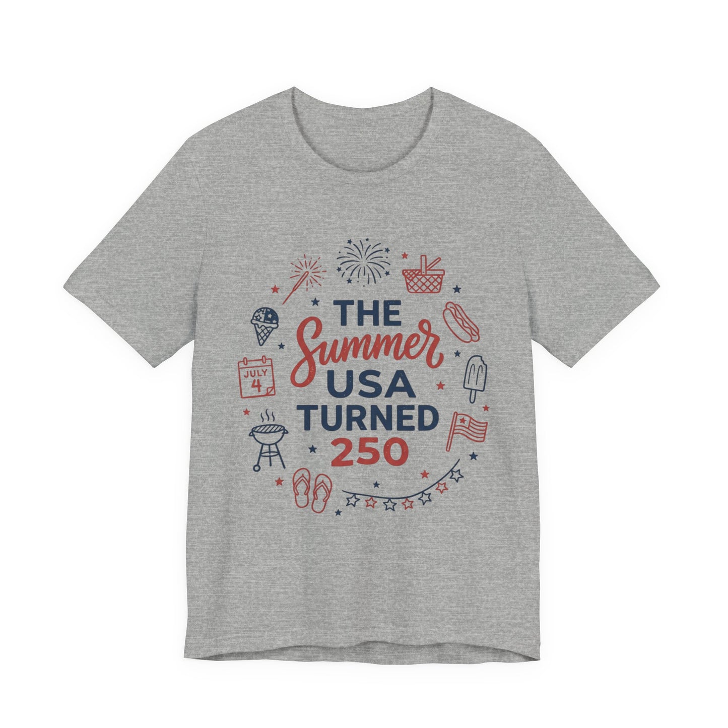 Patriotic Summer USA 250 Tee | Vintage Americana stars, red white blue
