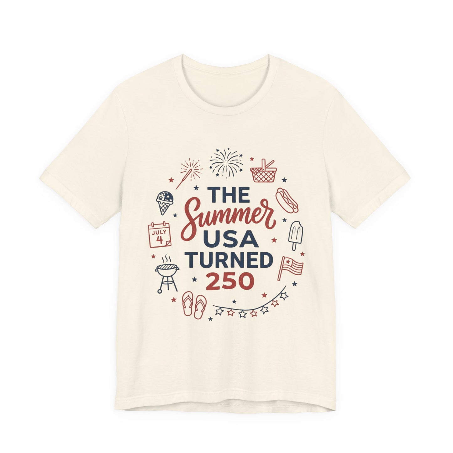 Patriotic Summer USA 250 Tee | Vintage Americana stars, red white blue