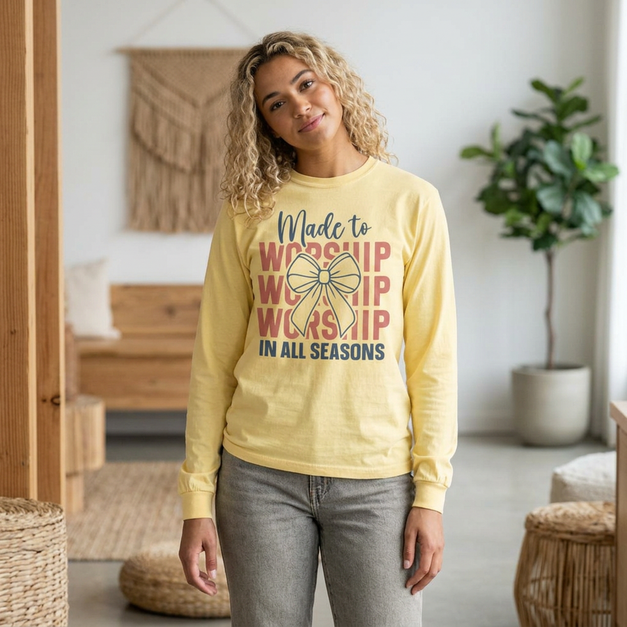 "Made to Worship in All Seasons" Christian Shirt