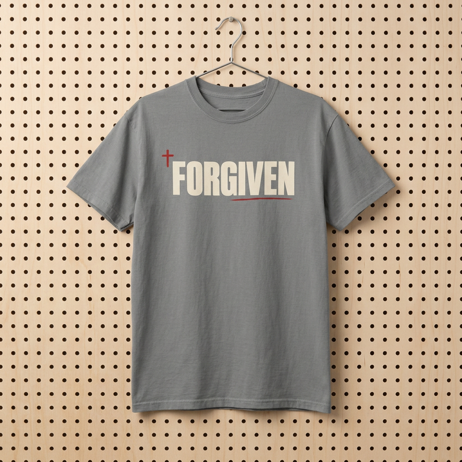 Forgiven T-Shirt — Christian Faith Tee with Cross Graphic