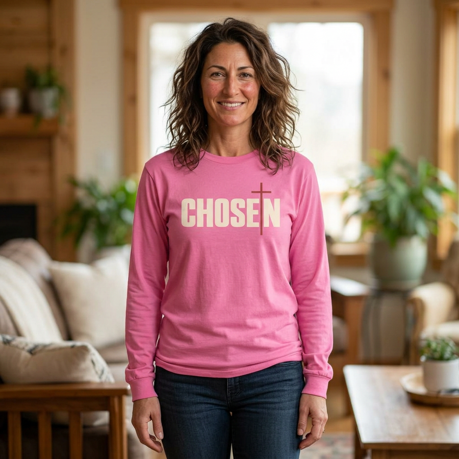 Chosen Long Sleeve T‑Shirt — Faith Cross Graphic