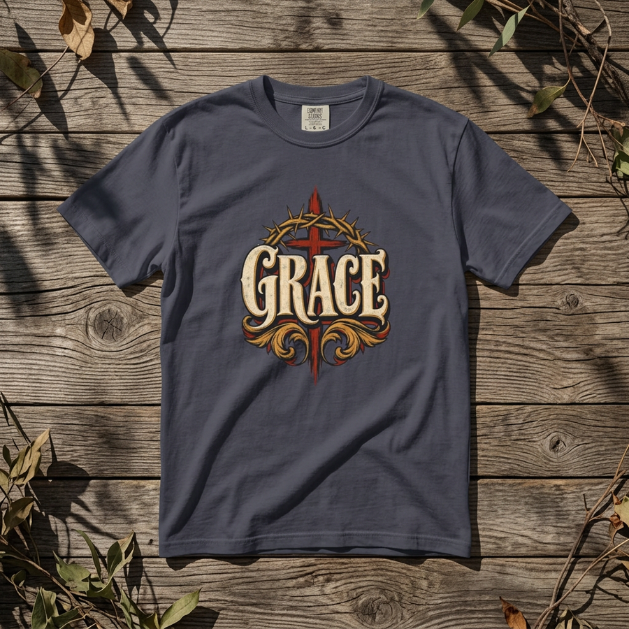 Grace Cross T-Shirt — Vintage Christian Faith Graphic Tee