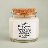 Load image into Gallery viewer, Soy Wax Candle, Cozy Warm Socks &amp; Eye Mask Gift Set – Lay Down Heavy Burdens Christian Self-Care Gift