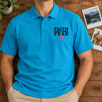 Load image into Gallery viewer, "Faith Over Fear" Pink Ribbon Polo