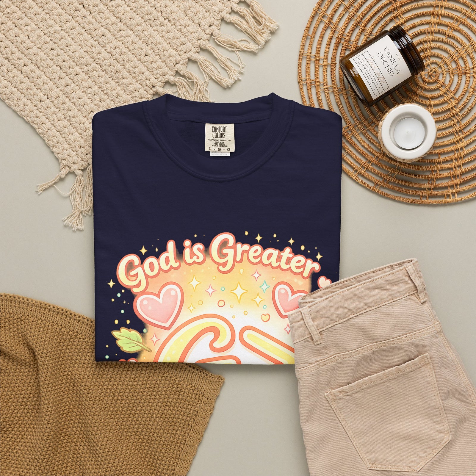 God's Greater Tee — Cute Floral Christian Graphic T-Shirt