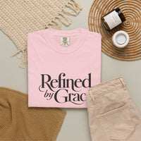 Load image into Gallery viewer, Refined by Grace T-Shirt — Minimal Christian Cross Graphic Tee