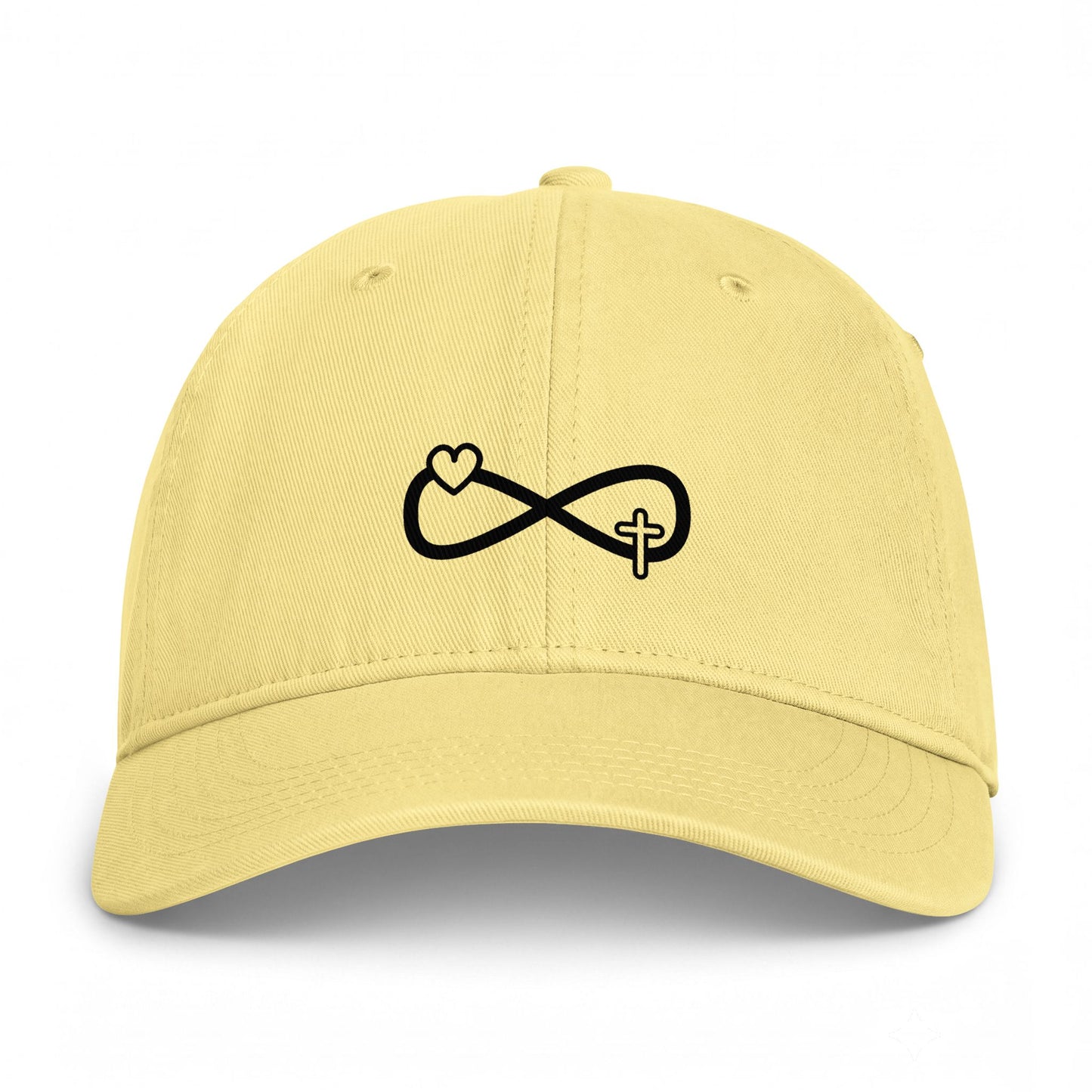 Infinity Heart & Cross Embroidered Cap — Coastal Washed Baseball Hat